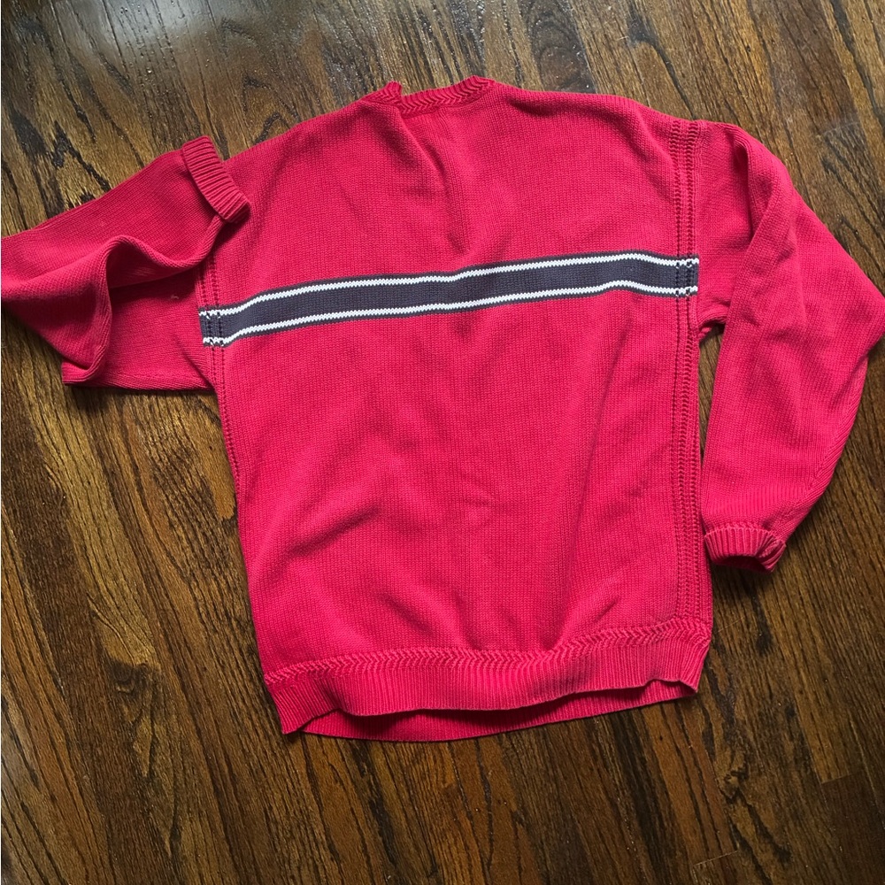Nautica Red Sweater with Black and White Stripe